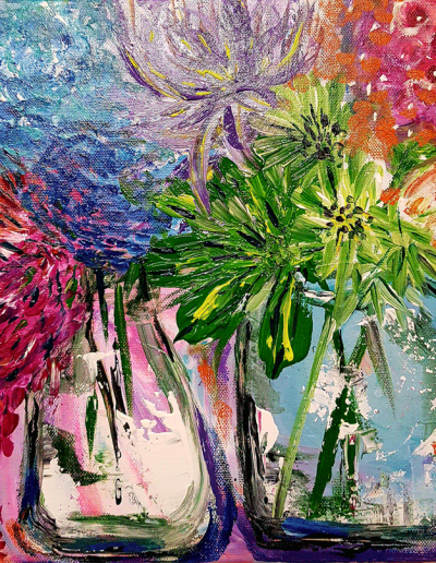 Tumbled Glass with Flowers